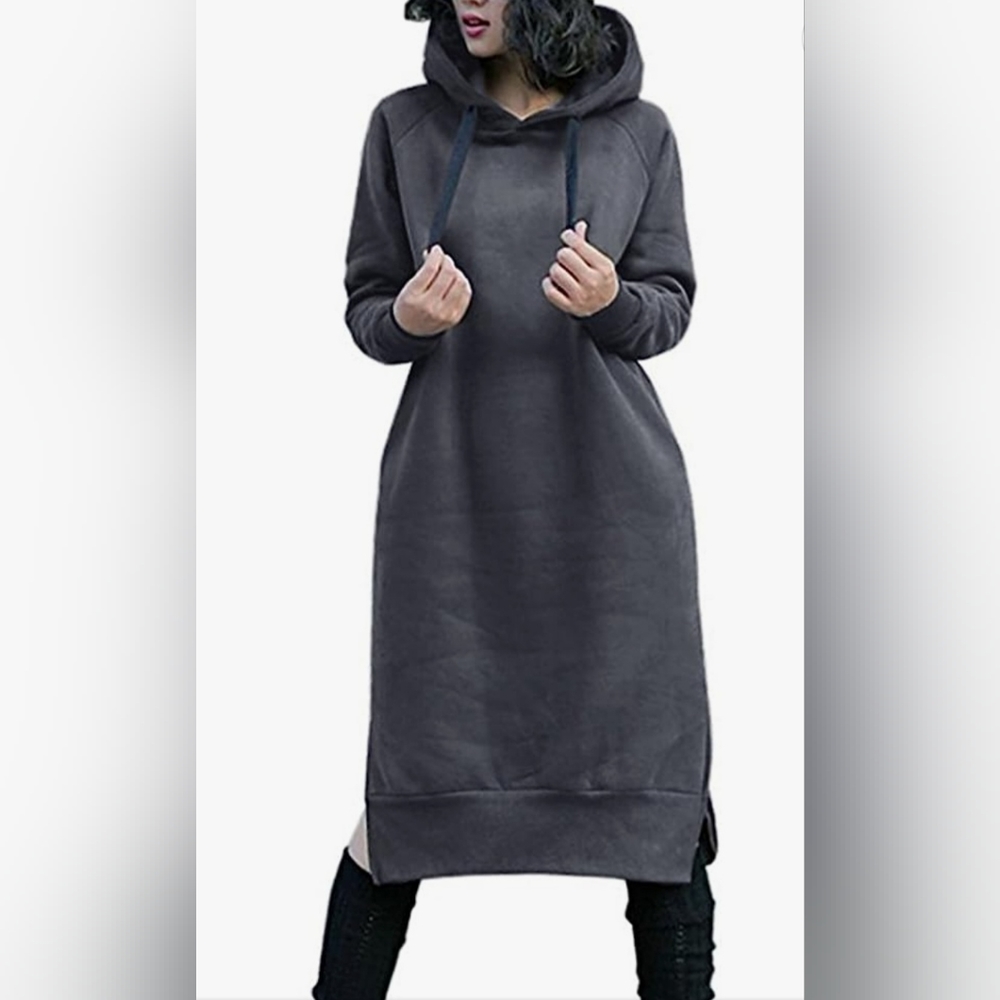 Nutexrol Fleece Hoodie Dress Gray Size S